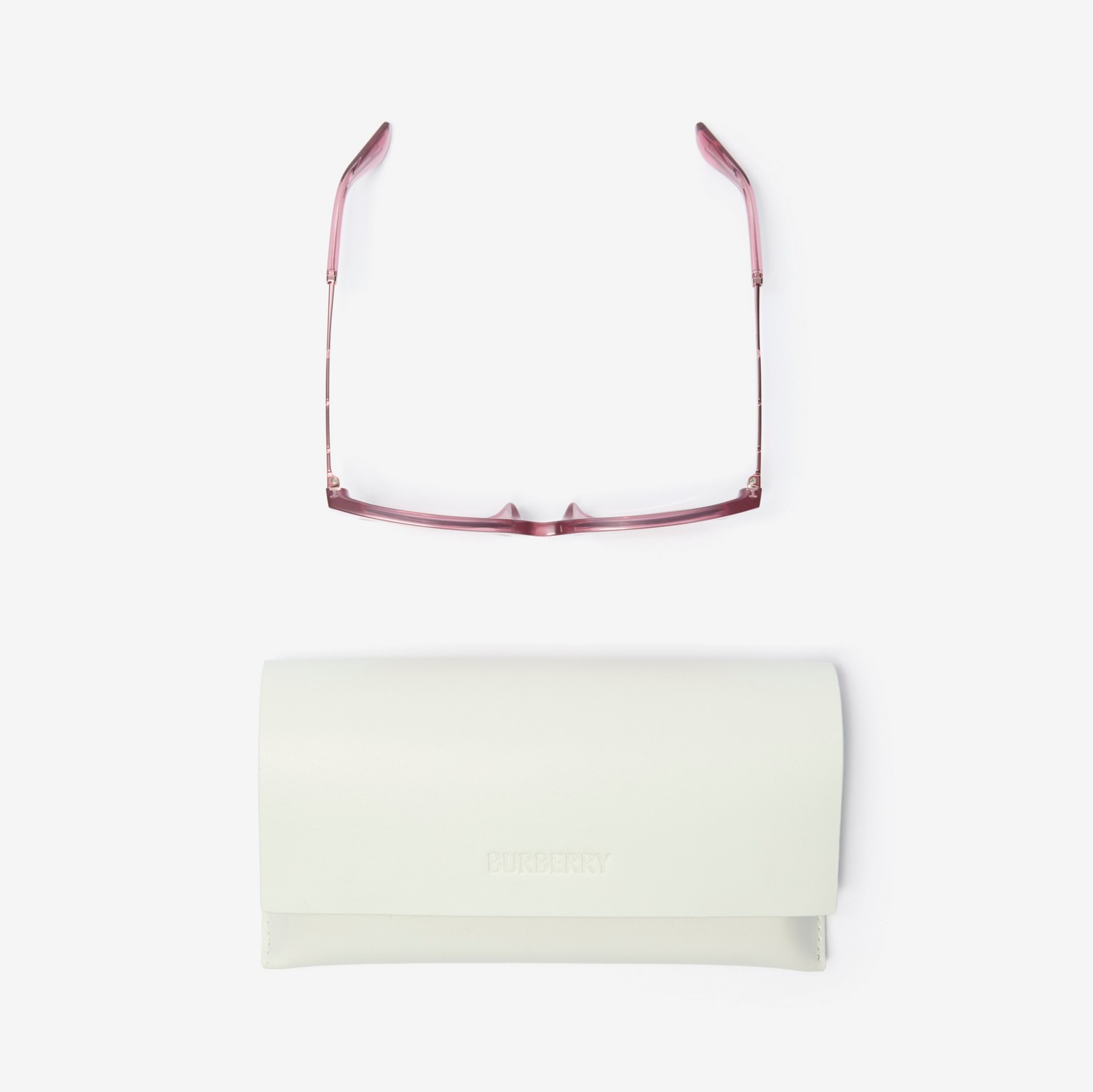 Check Engraved Square Sunglasses​ in Pastel pink - Women