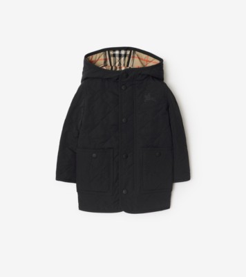 Quilted Nylon Hooded Coat in Black | Burberry® Official