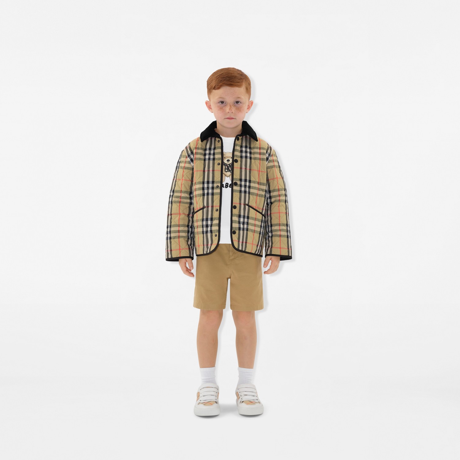 チェック キルティング ナイロン バーンジャケット (サンド