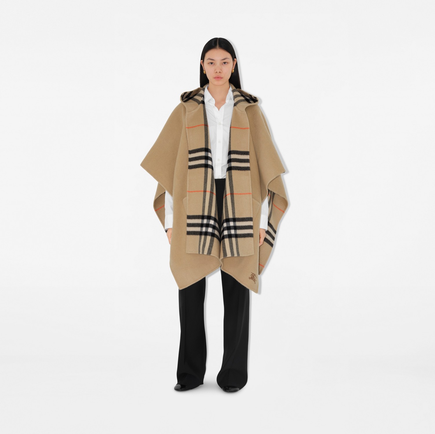 リバーシブル チェック カシミアケープ (サンド) | Burberry®公式サイト
