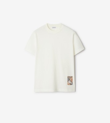 チェックラベル コットンTシャツ (チョークホワイト) - メンズ