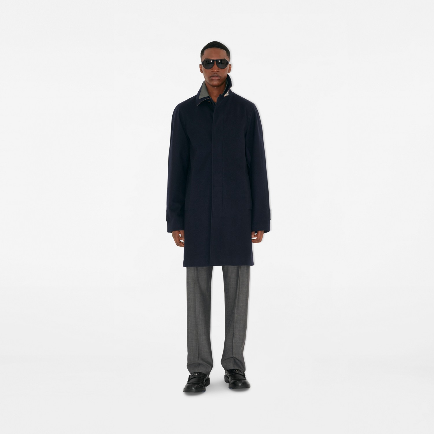 ミッドレングス カシミア カーコート (ネイビー) - メンズ, ピュア