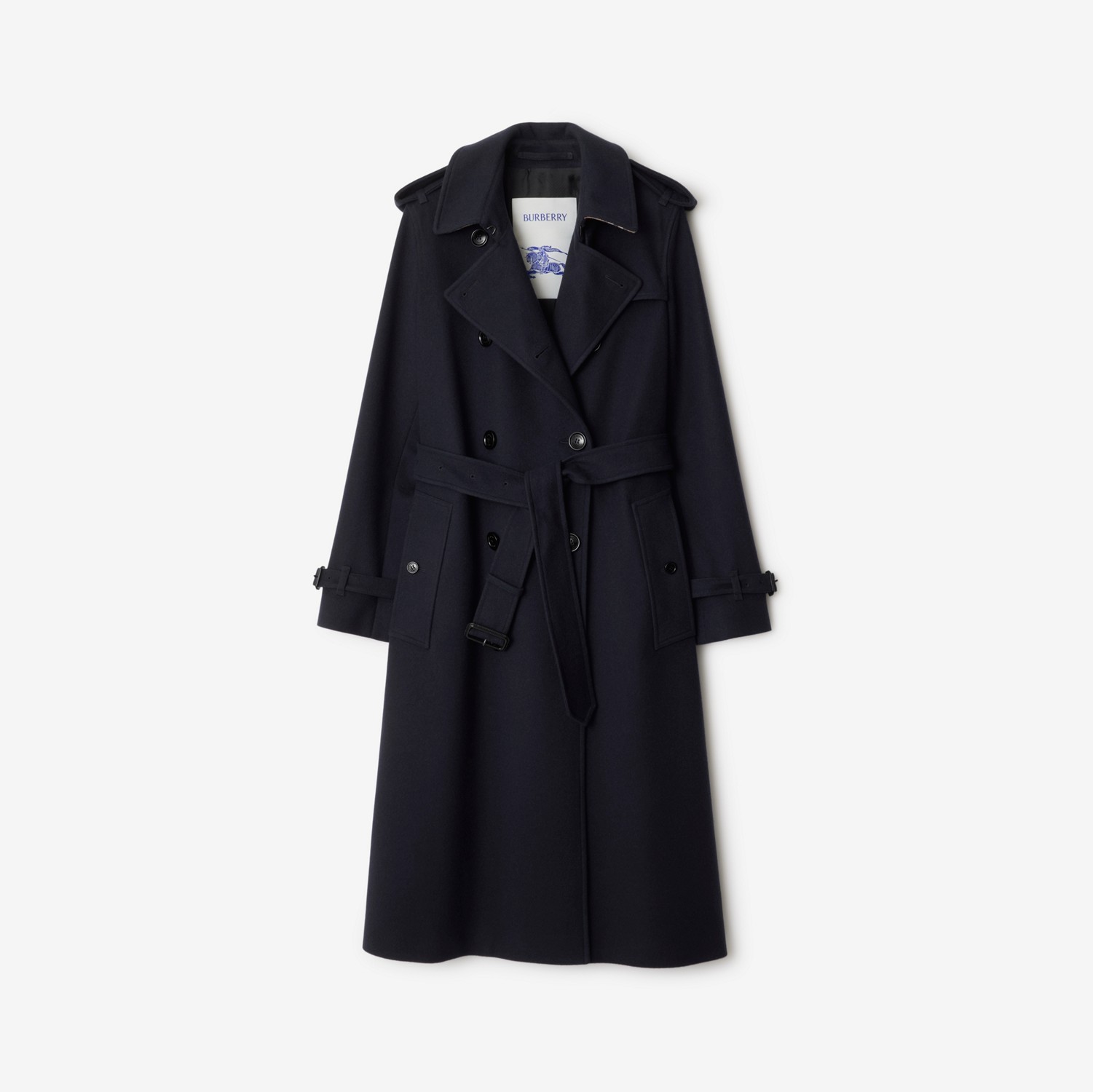 Long Cashmere Kensington Trench Coat in Navy - Women | Burberry