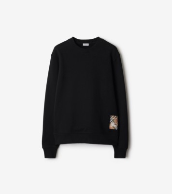 Check Label Cotton Zip Hoodie in Black - Men | Burberry® Official