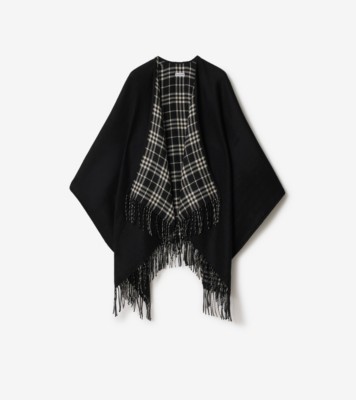 チェック ウール リバーシブル ケープ (ブラック) | Burberry®公式サイト