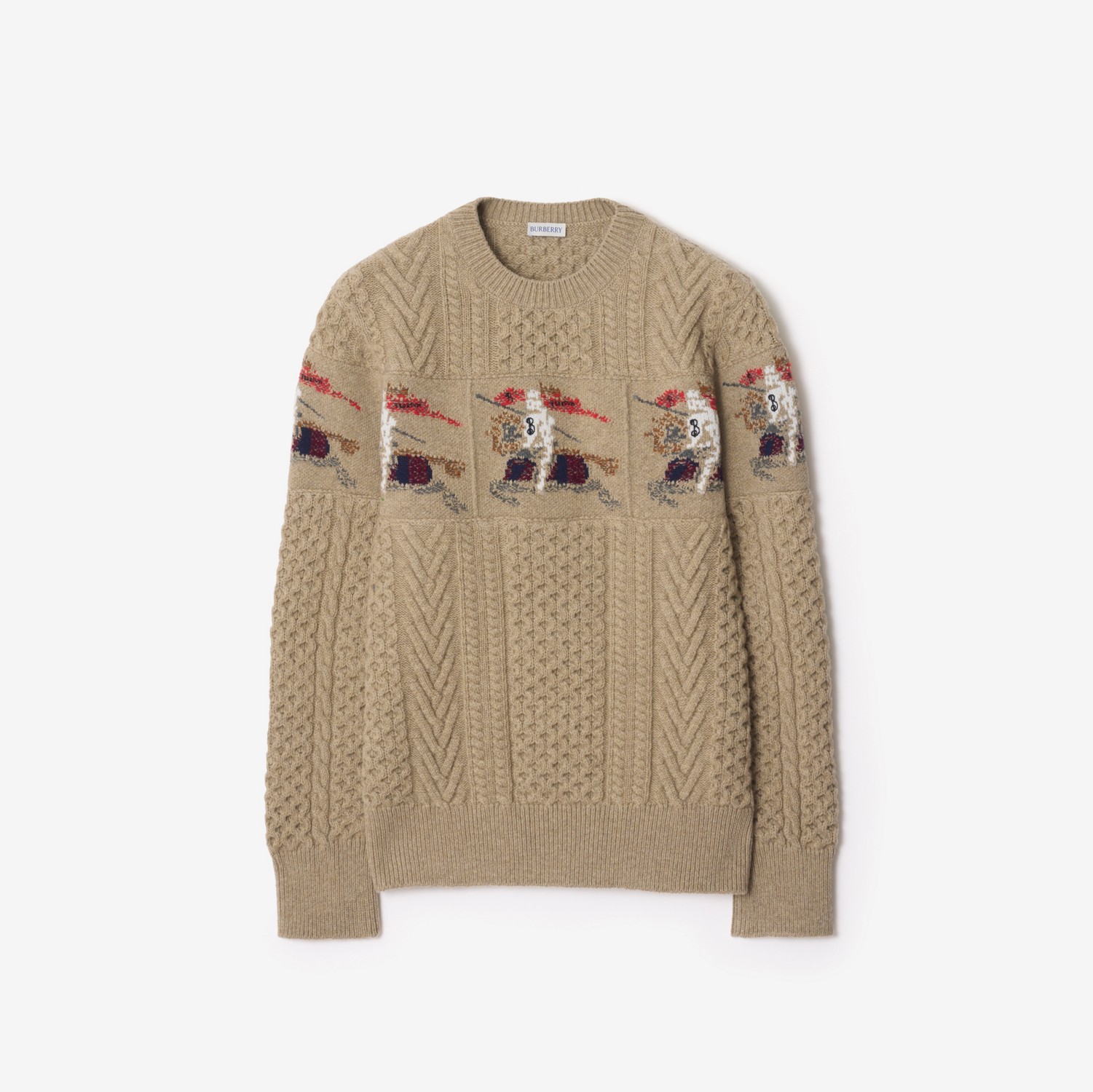 EKD アランニット ウールセーター (ライトブラウンメランジ) - メンズ