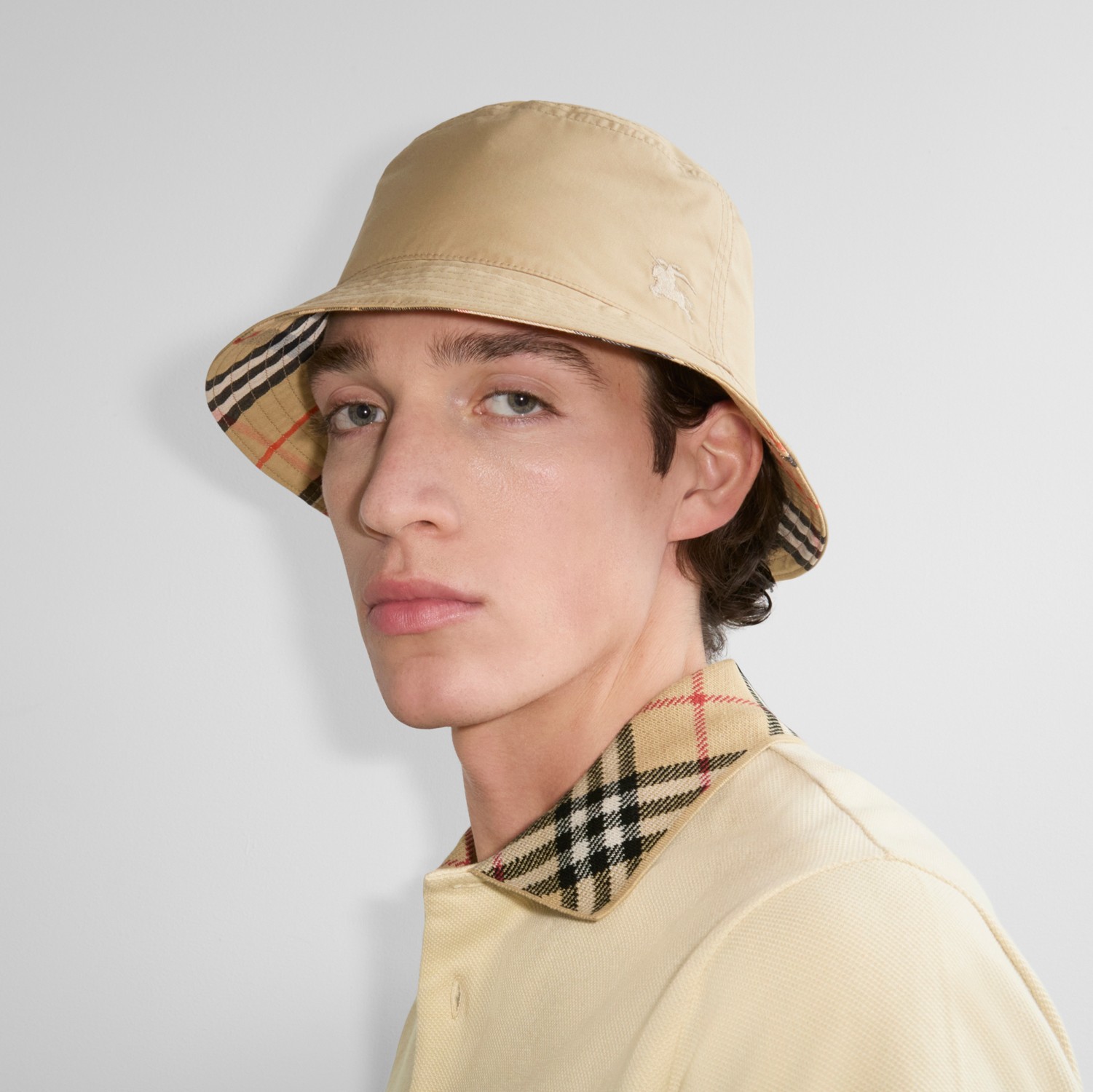 リバーシブル ギャバジン バケットハット (フラックス／サンド