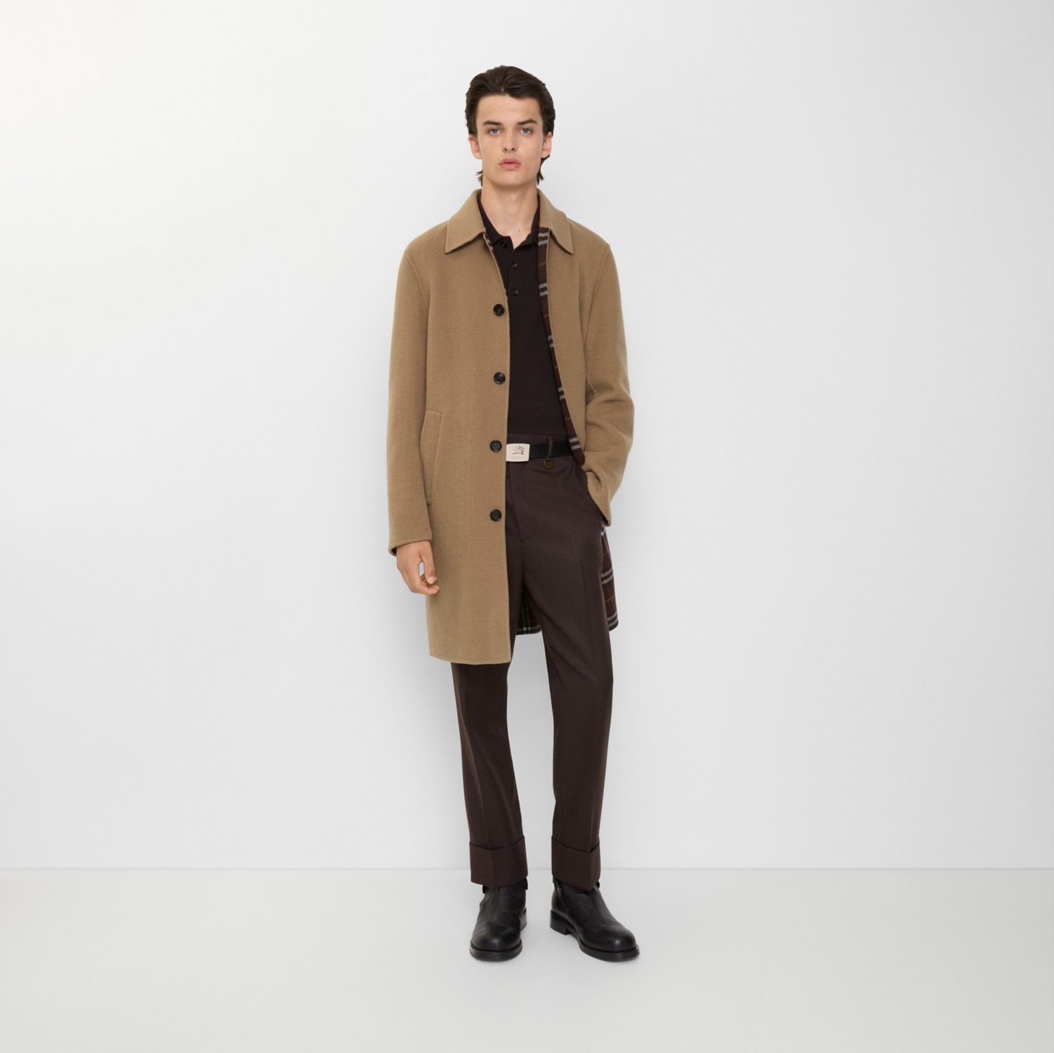 ミッドレングス ウール カーコート (キャメル／トリークルブラウン