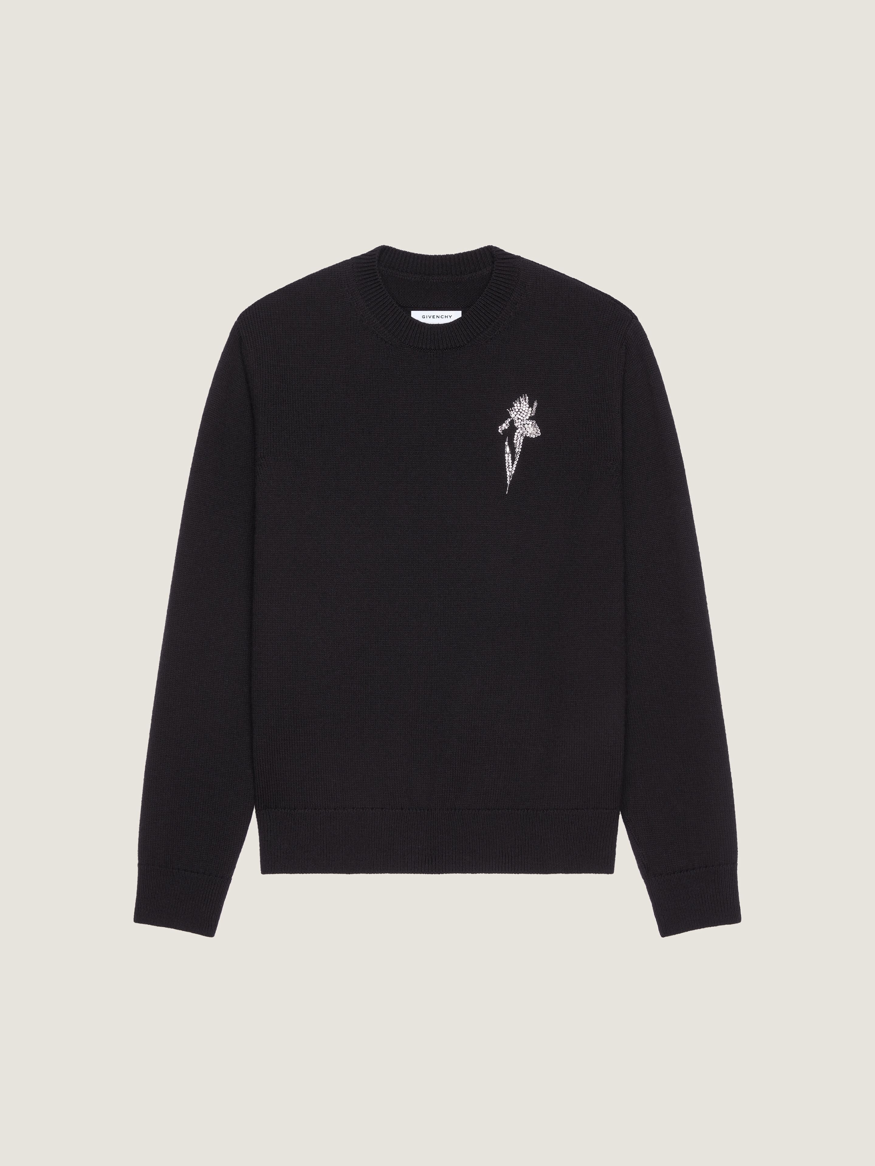 Sweater in wool knit with crystal embroidery - black in - black