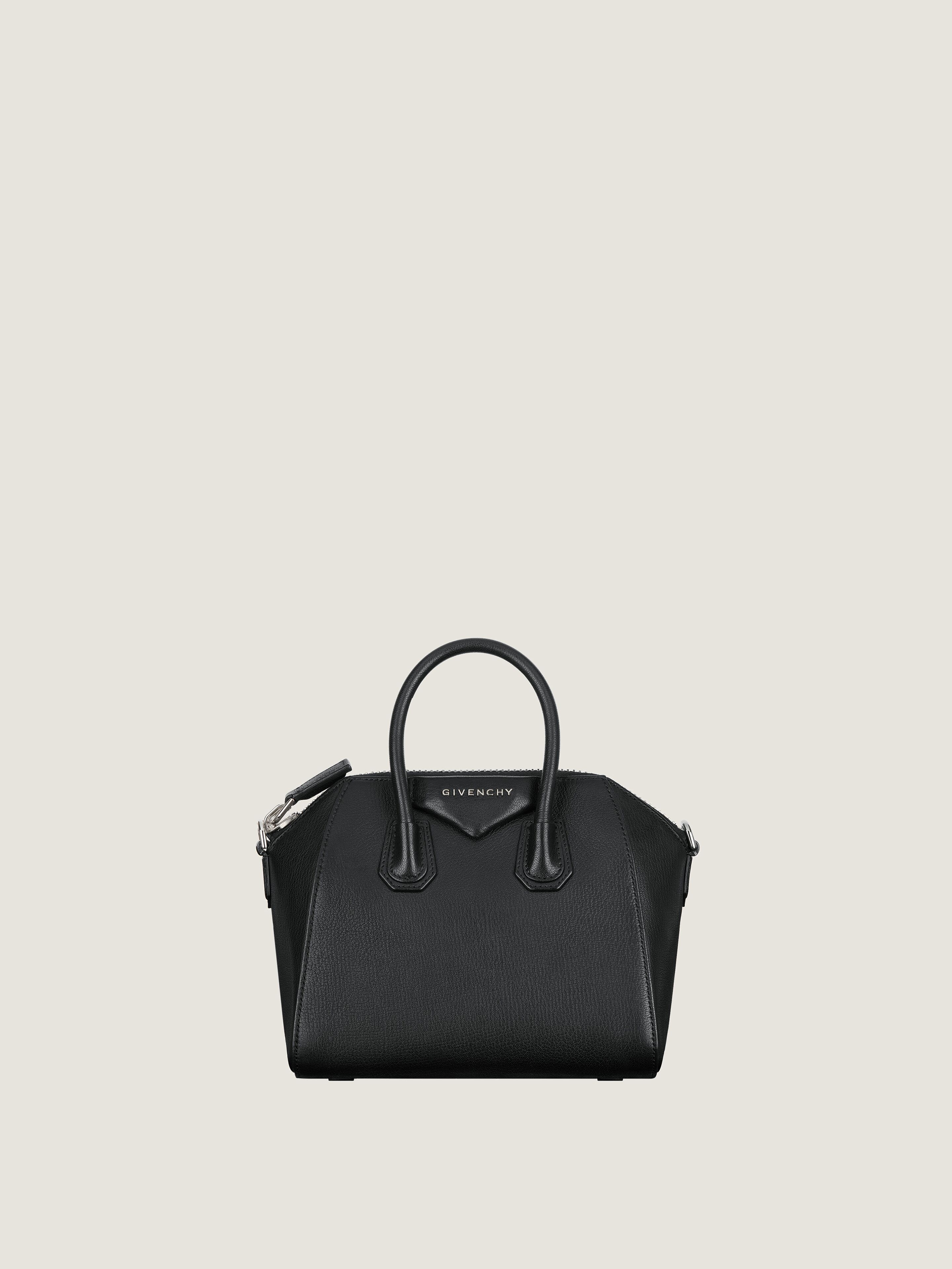 Mini Antigona bag in grained leather - black in - black