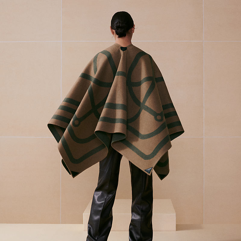 ポンチョ ダブルフェイス 《ヴォルティージュ》 - グリーン | Hermès