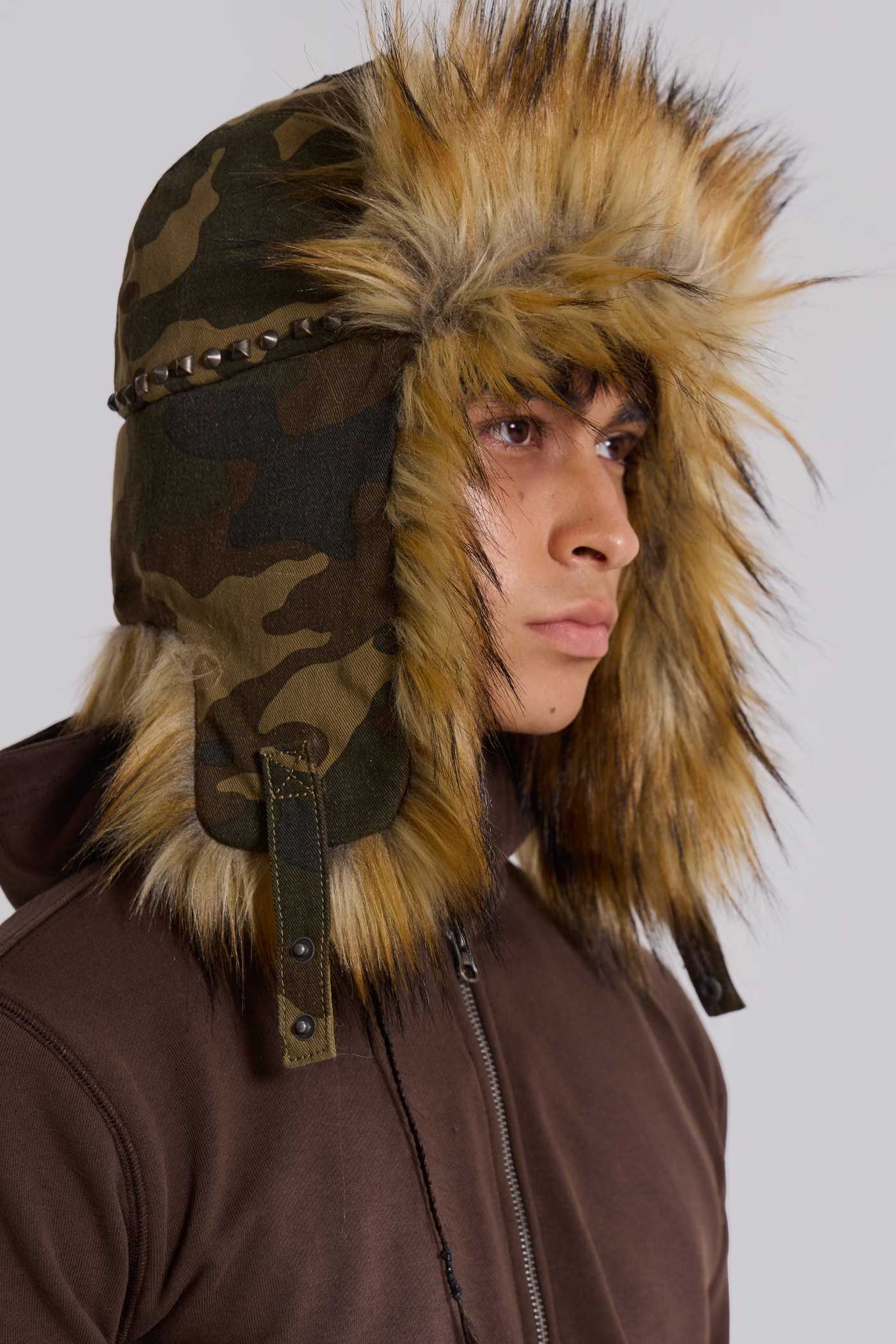Washed Camo Trapper Hat | Jaded London | Clothing