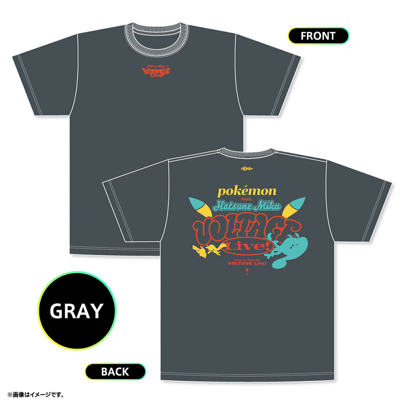 デザインTシャツ（GRAY） - ポケモン feat. 初音ミク VOLTAGE Live