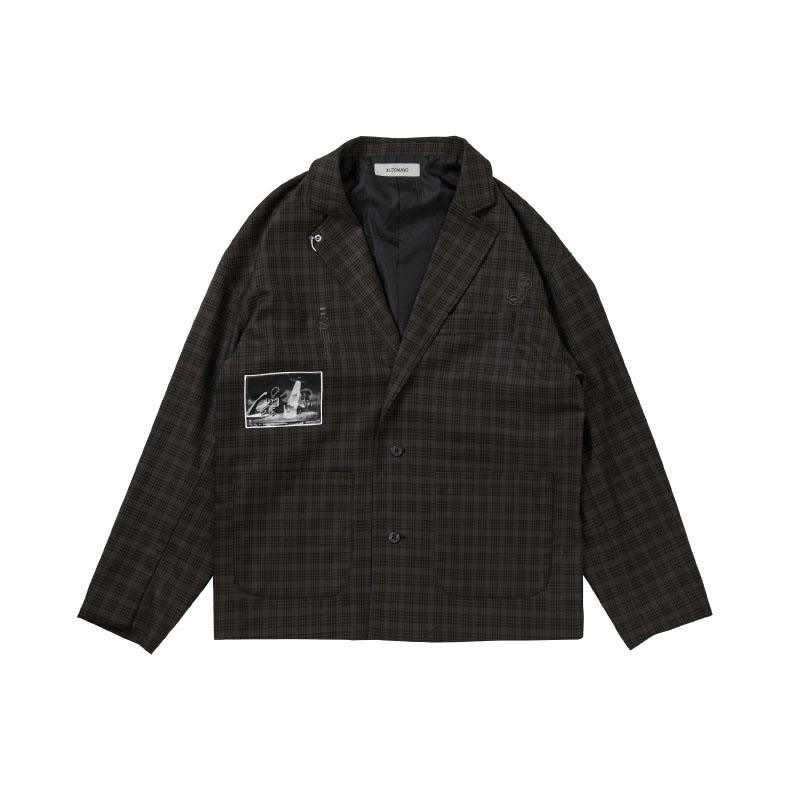 STAY FOOLISH Jacket (Checkered Kahki) - ZUTOMAYO MART