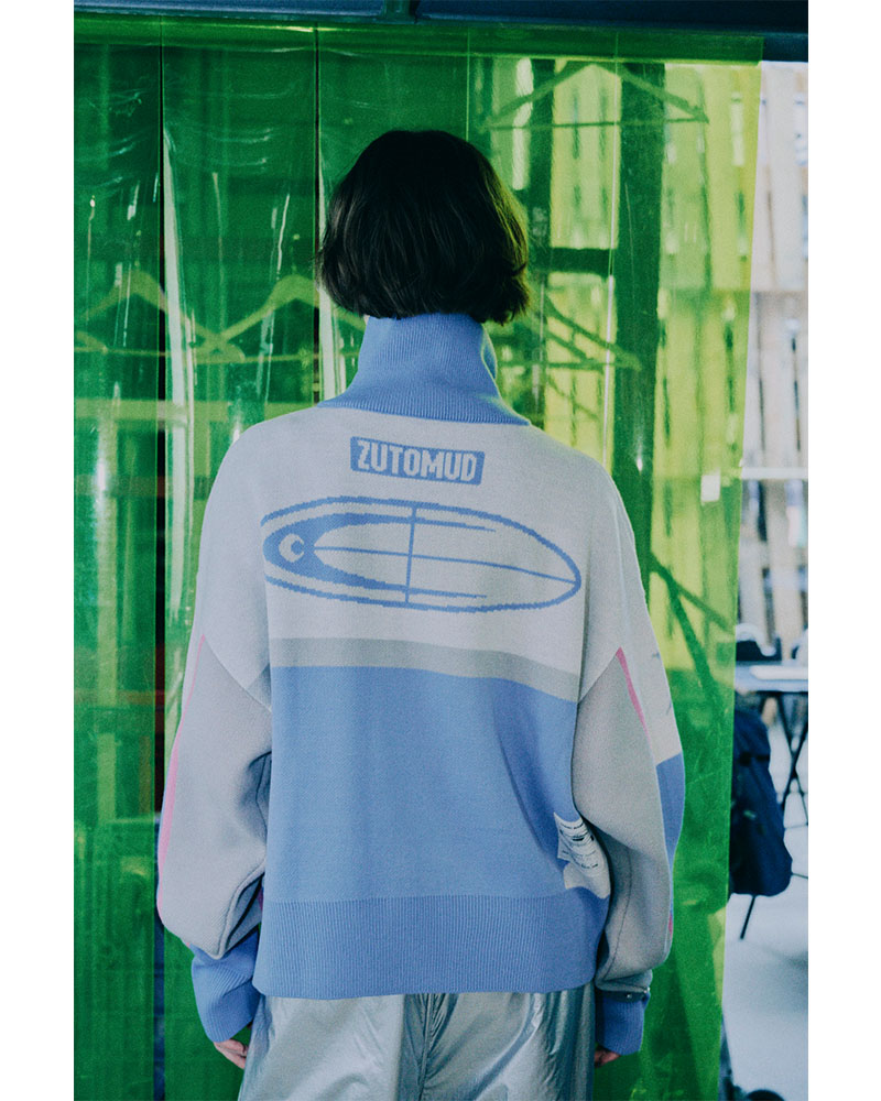 Full Zip Knit Jersey (Milkey Blue) - ZUTOMAYO MART