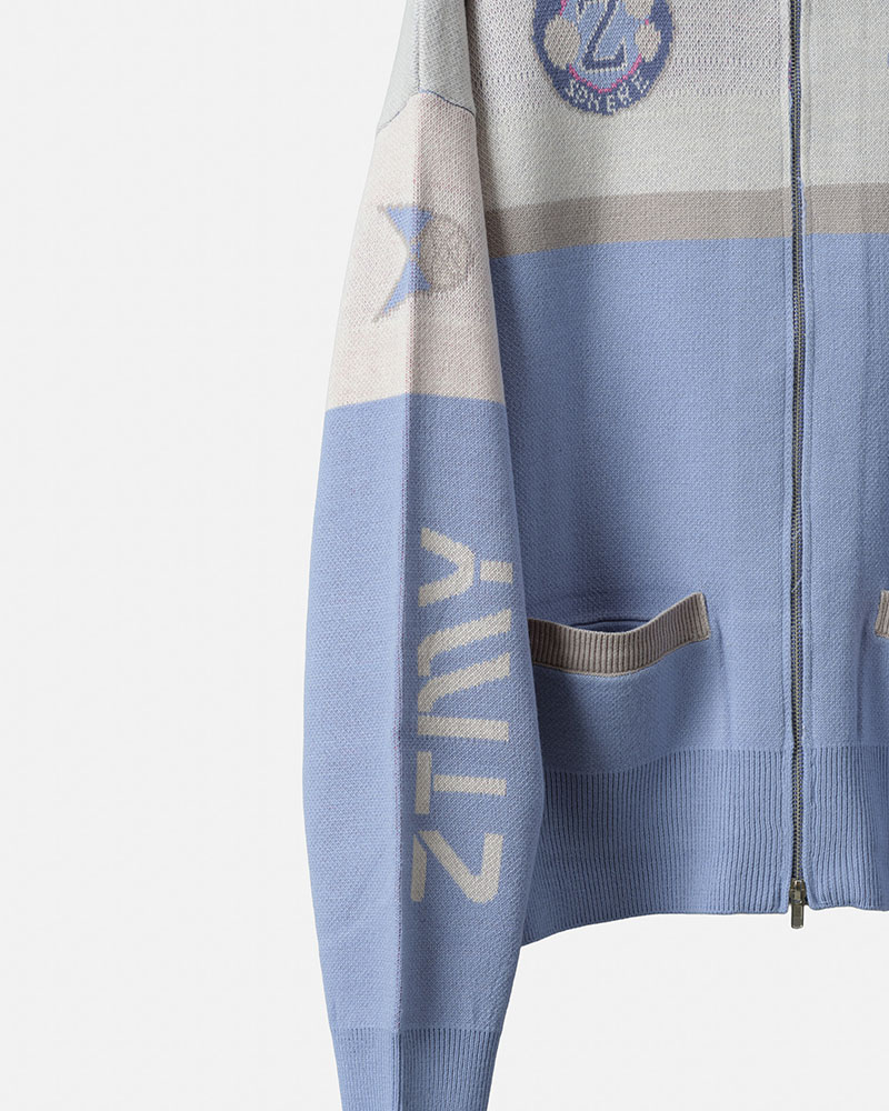 Full Zip Knit Jersey (Milkey Blue) - ZUTOMAYO MART