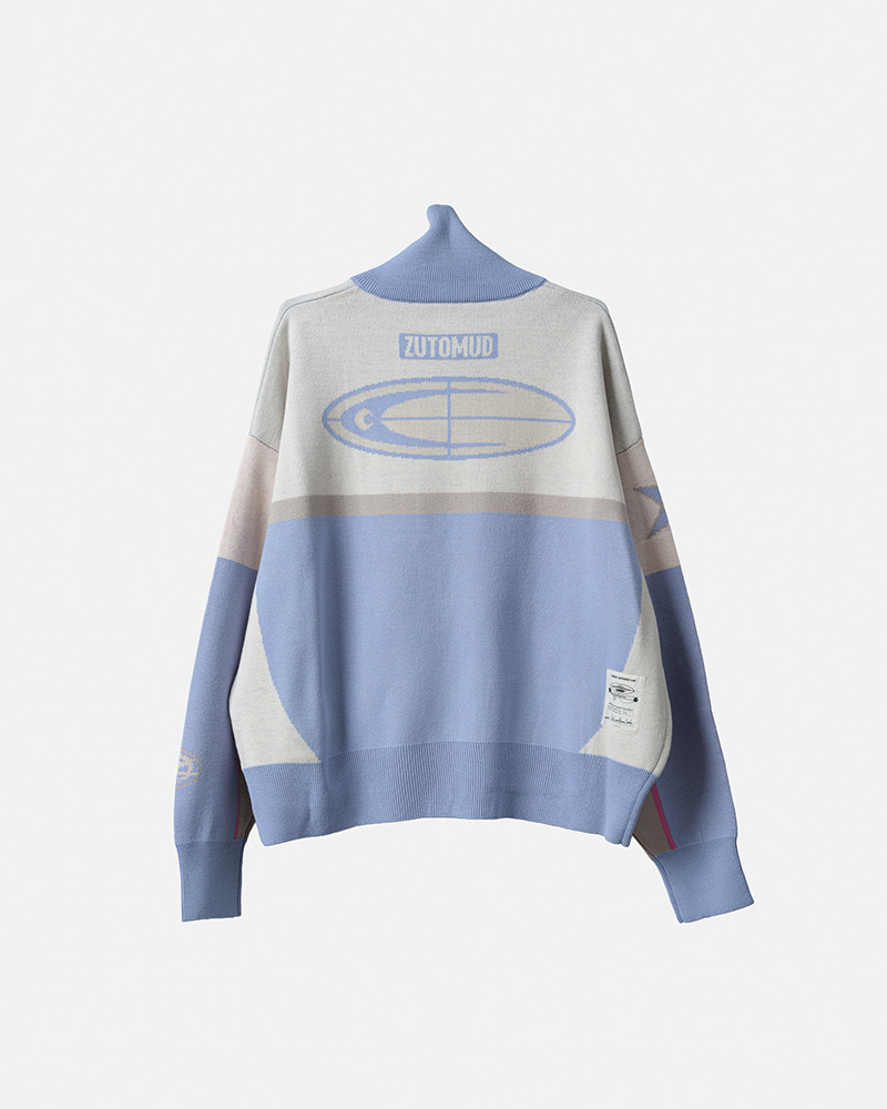 Full Zip Knit Jersey (Milkey Blue) - ZUTOMAYO MART