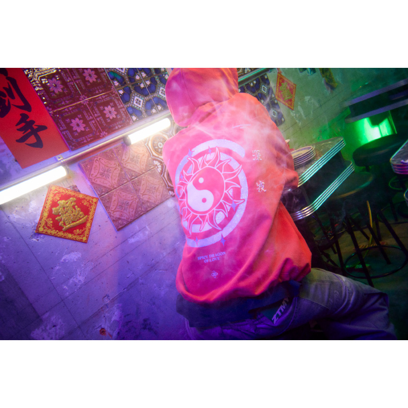 陰陽 Vintage Zipup Hoodie (Red) - ZUTOMAYO MART