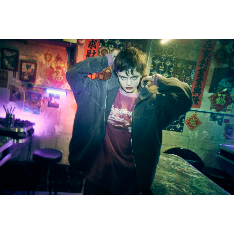 陰陽 Vintage Zipup Hoodie (Gray) - ZUTOMAYO MART