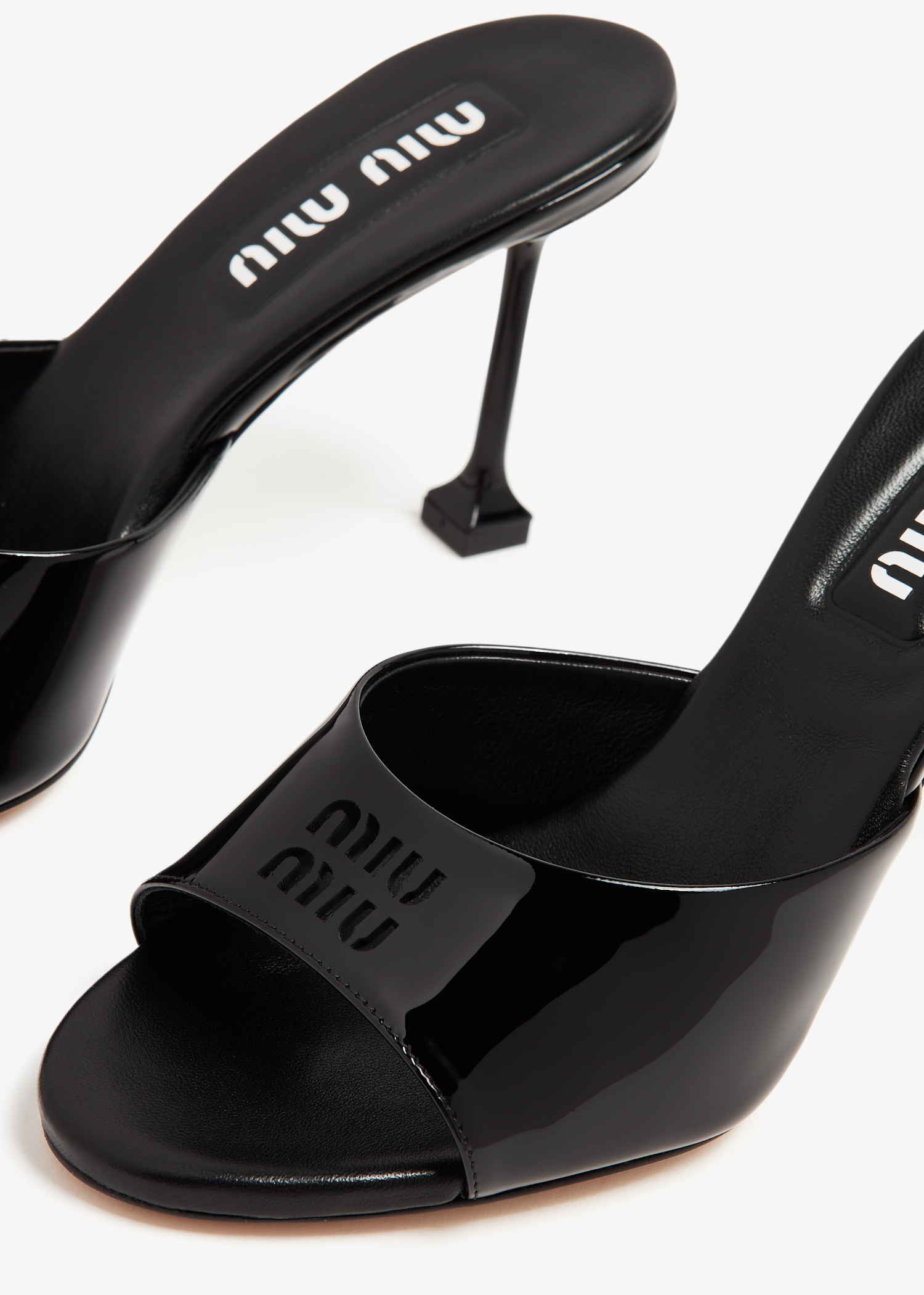 Archive miu miu mesh patent mules black 靴 Archive miu miu mesh