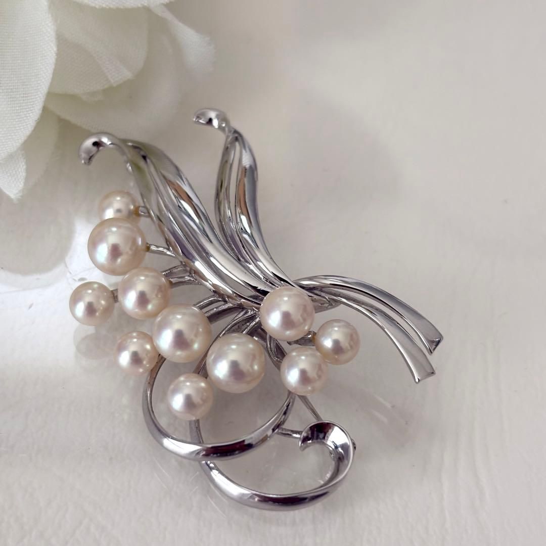 384【ミキモト】シルバー パール ブローチ - メルカリ