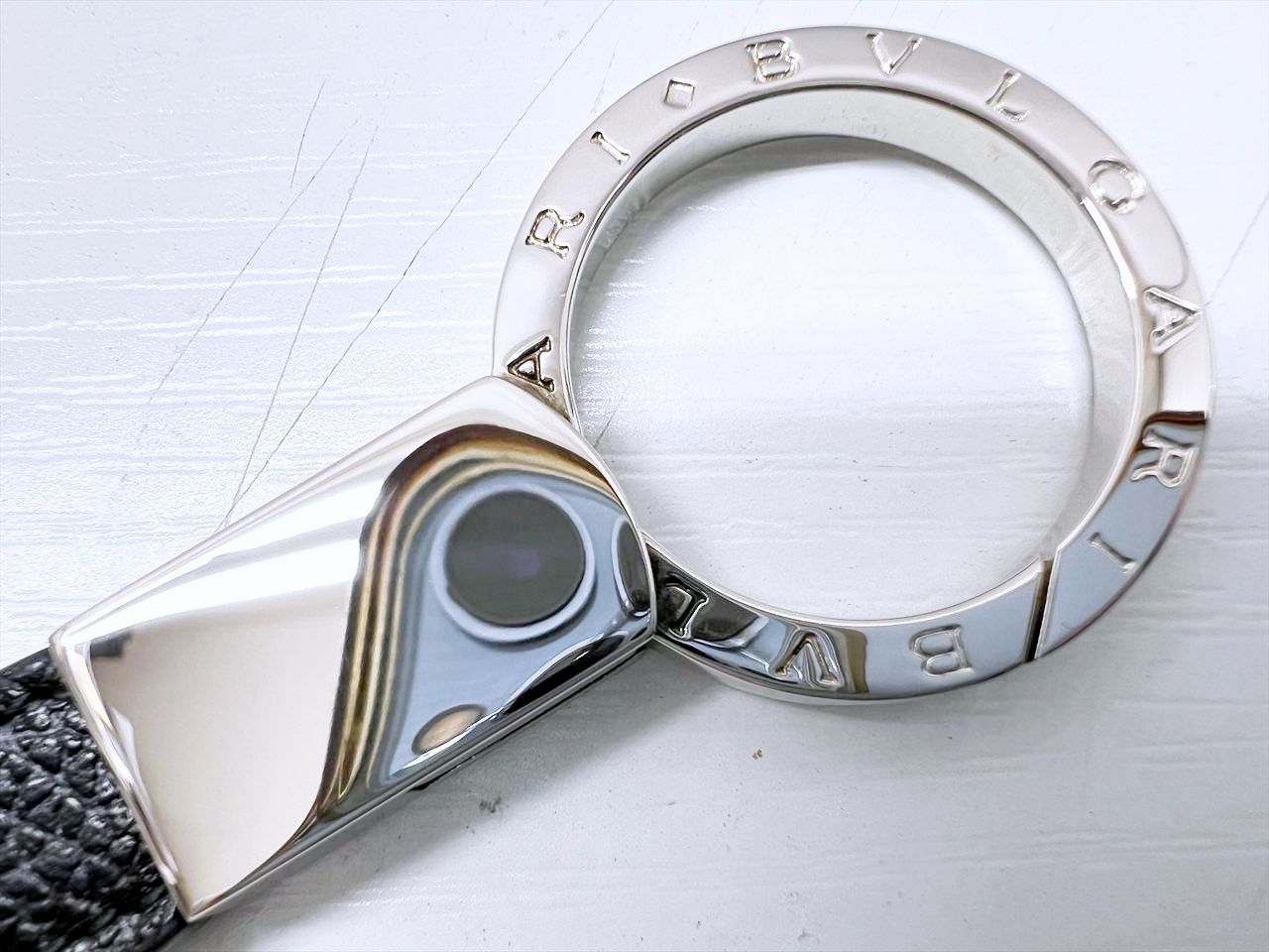 未使用保管 美品 BVLGARI ブルガリ マン キーリング 黒 シルバー