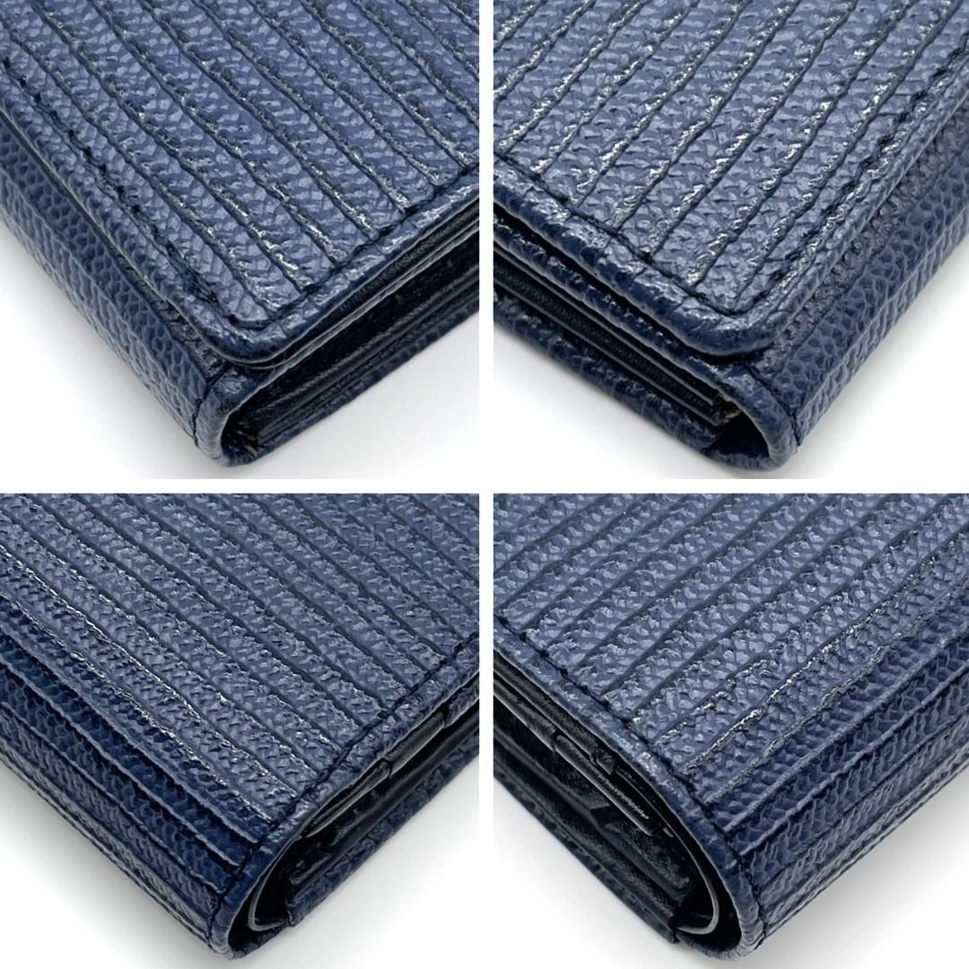 ニナリッチ NINA RICCI PVC レザー 二つ折り財布 ネイビー 半月ロゴ L