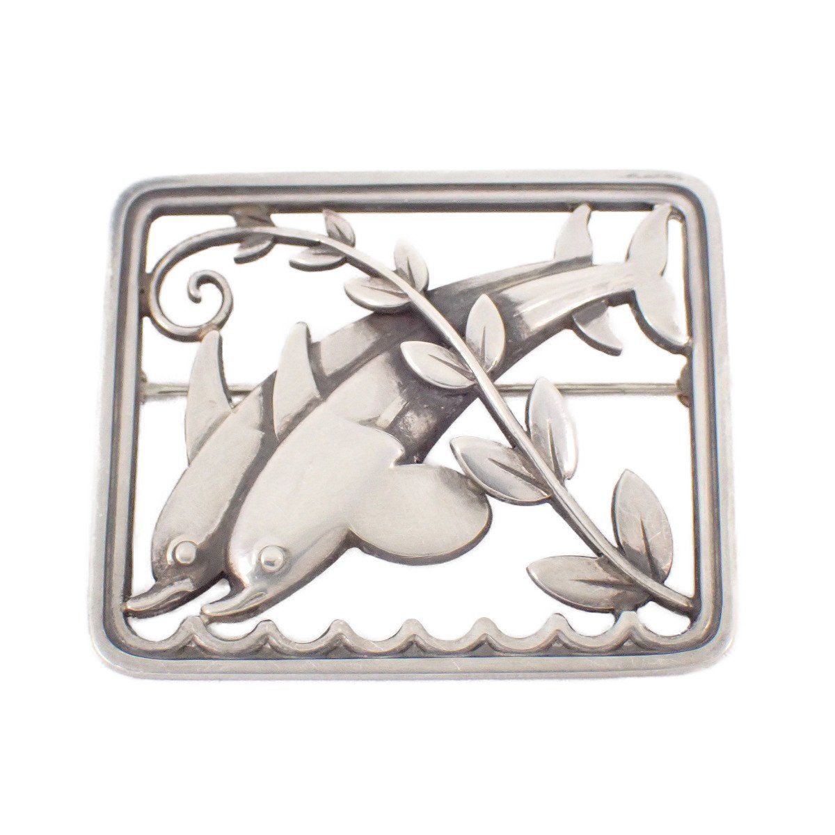 ブローチ 251 イルカ リーフ シルバー 925 卸売りファッション - GEORG