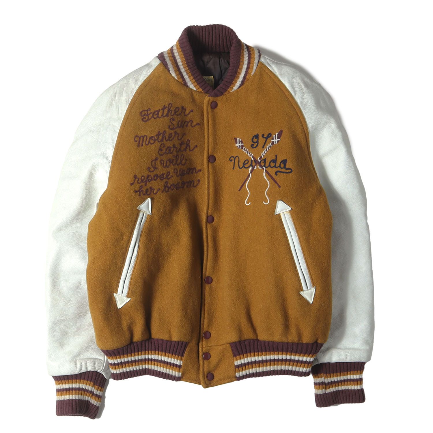 HEWITT ヒューイット スタジャン マスタード ホワイト サイズ:40(L