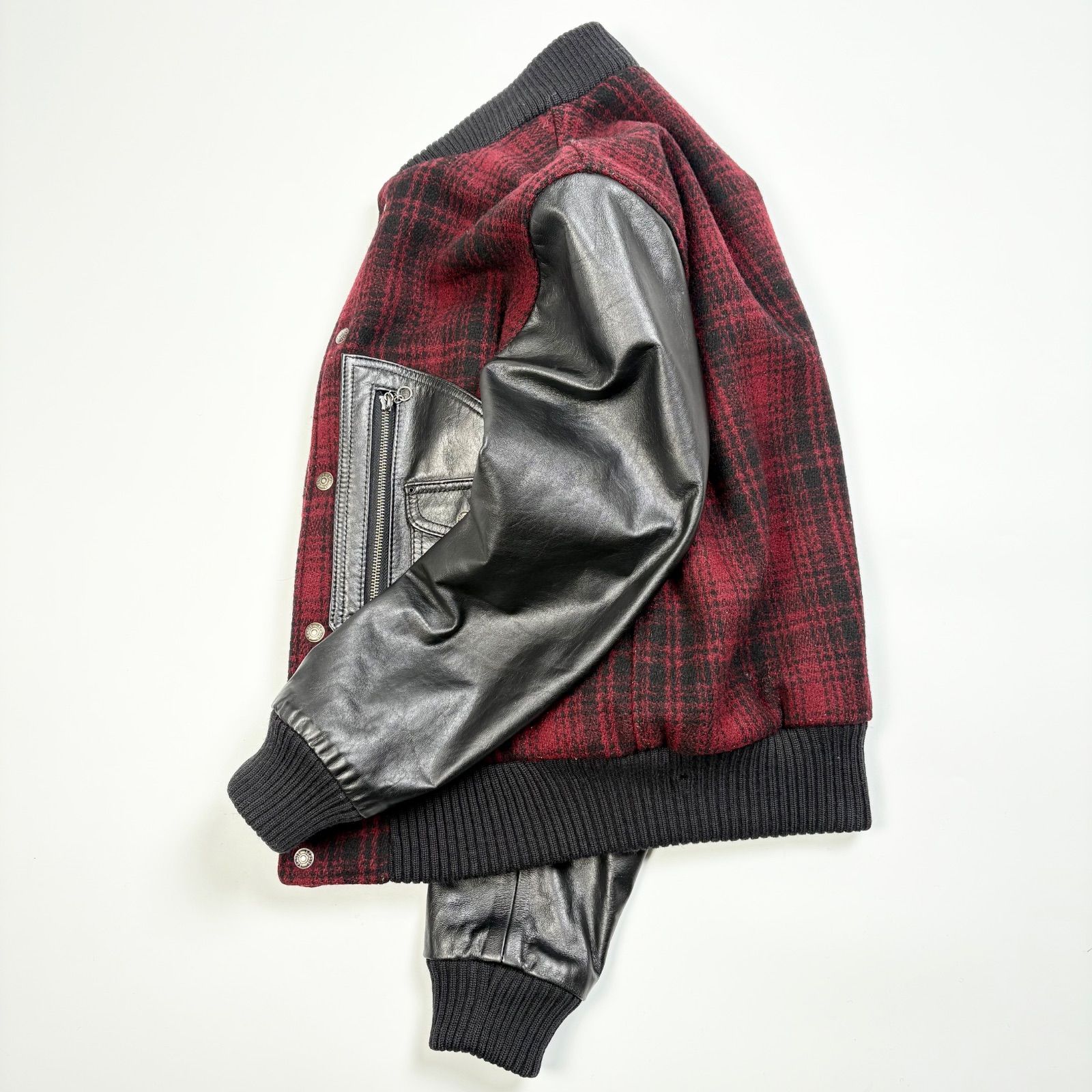 米国製】schott x wool rich コラボ スタジャン 赤 x 黒 チェック D