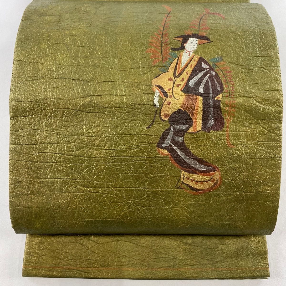 袋帯 名品 向鳥 華文 螺鈿 金彩 金色 お太鼓柄 正絹 中古 袋帯 名品