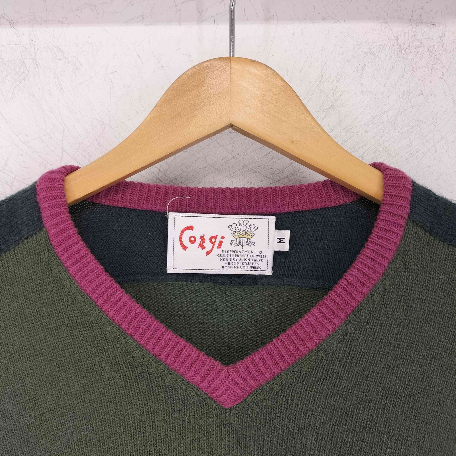 Corgi 100%ウール ラグランスリーブ ポケット付きニットセーター 楽天