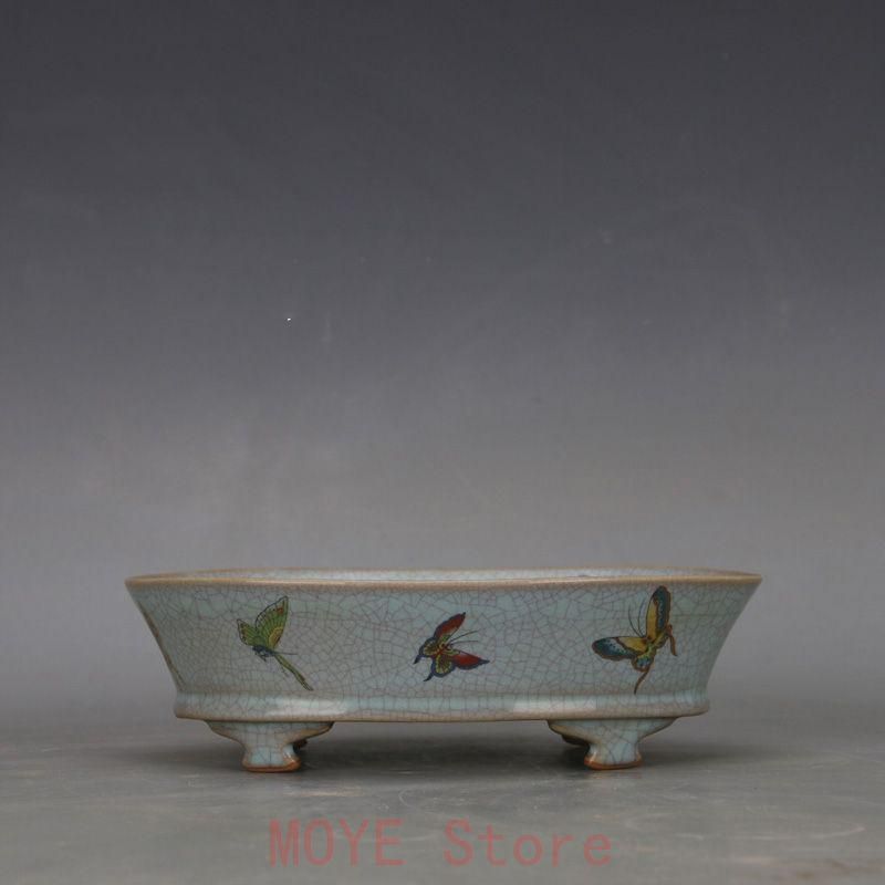 宋汝窯天青釉多方洗四足盆 文房具 最新 書道具 文房具 現代工芸品美術