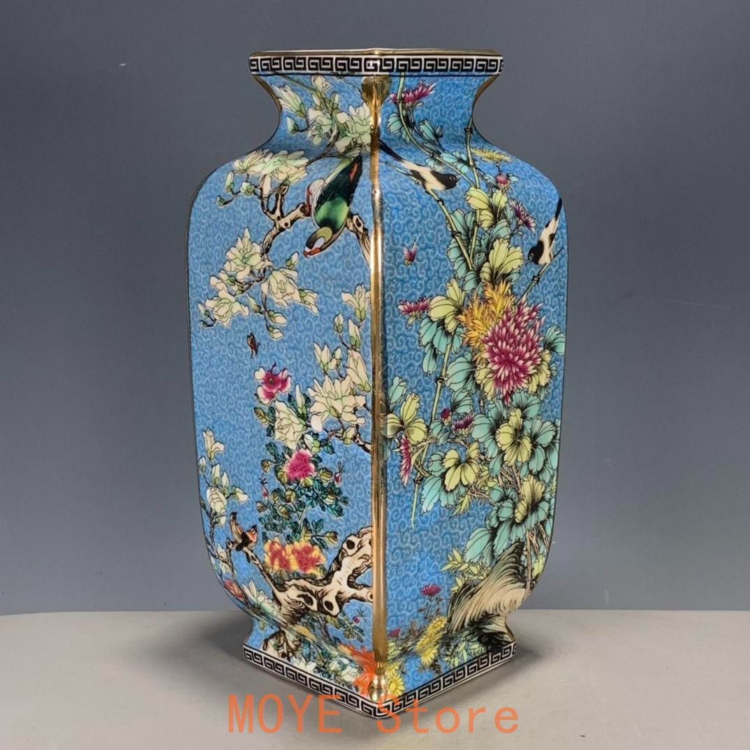 パステル琺瑯彩蒔花蒜頭瓶 景徳鎮 陶磁器 装飾品 現代工芸品 美術品
