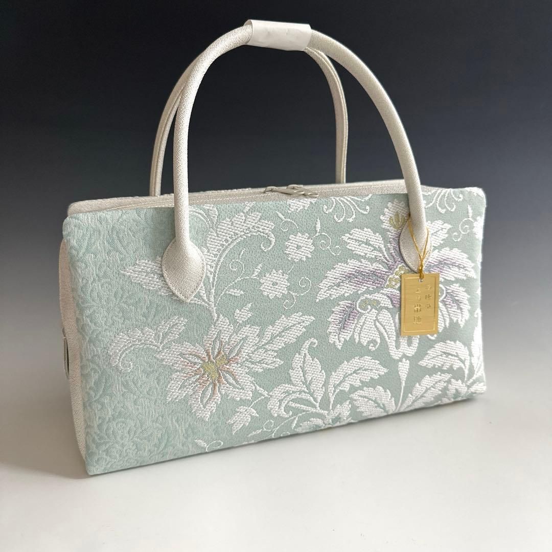 新品未使用品 京都 西陣織 弥栄織物 正絹帯地使用 利休バッグ 25128