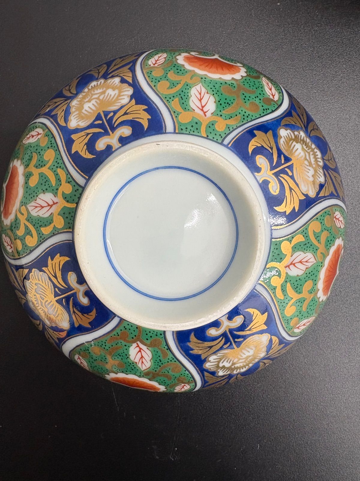 未使用】前畑陶器 庫山窯 緑金唐草 御碗揃 蓋付 5客 小丼碗 【廃盤品