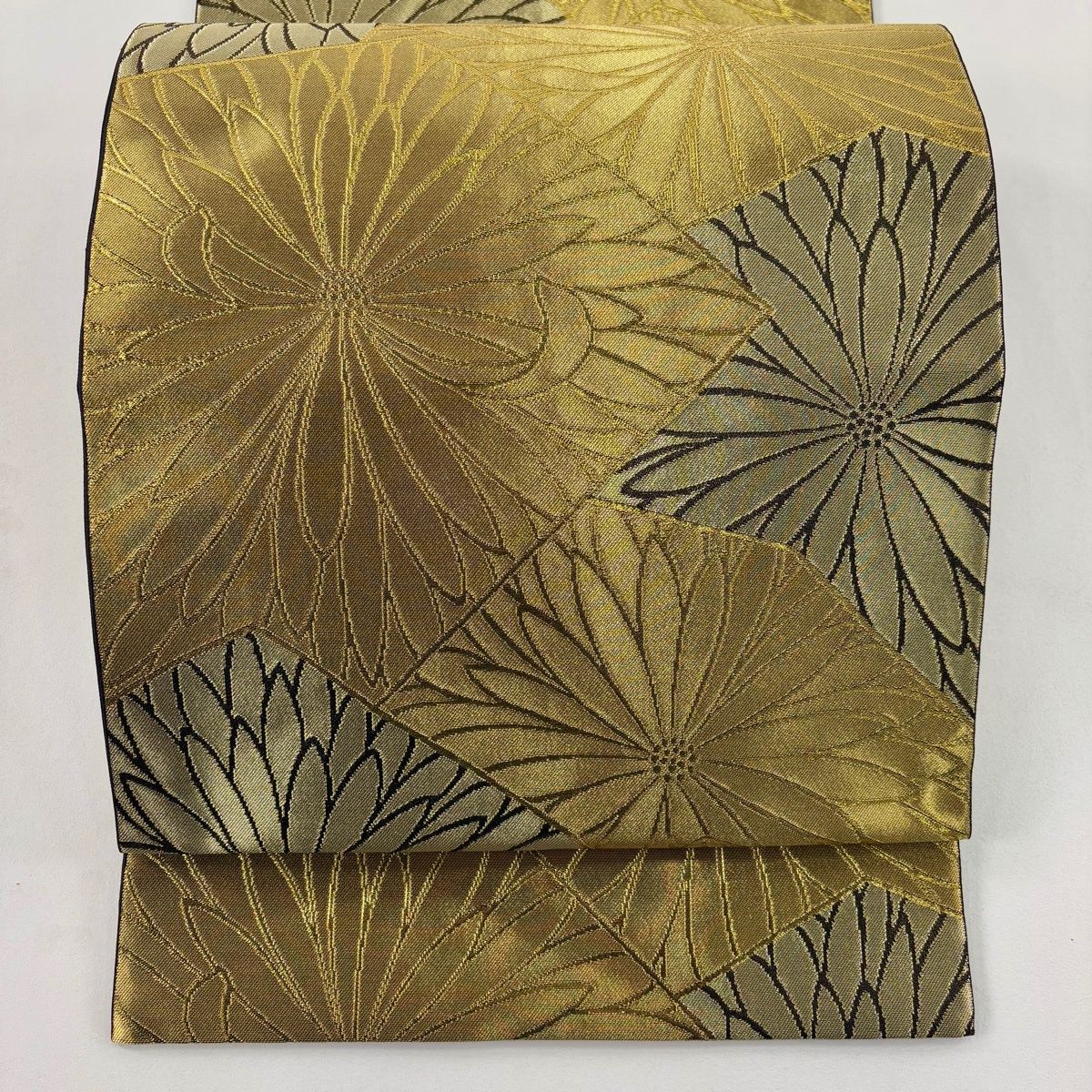 超美品】袋帯 六通 黄金織綴れ 米百俵 本金プラチナ 青木兄弟 風水帯