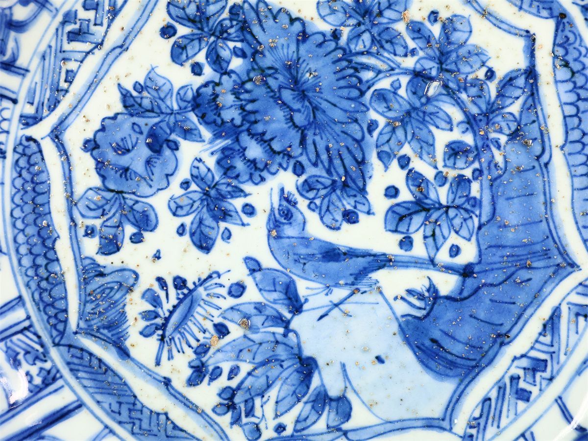 中国美術 16世紀頃 明代 明時代 青花花鳥文大盤 染付大皿 唐