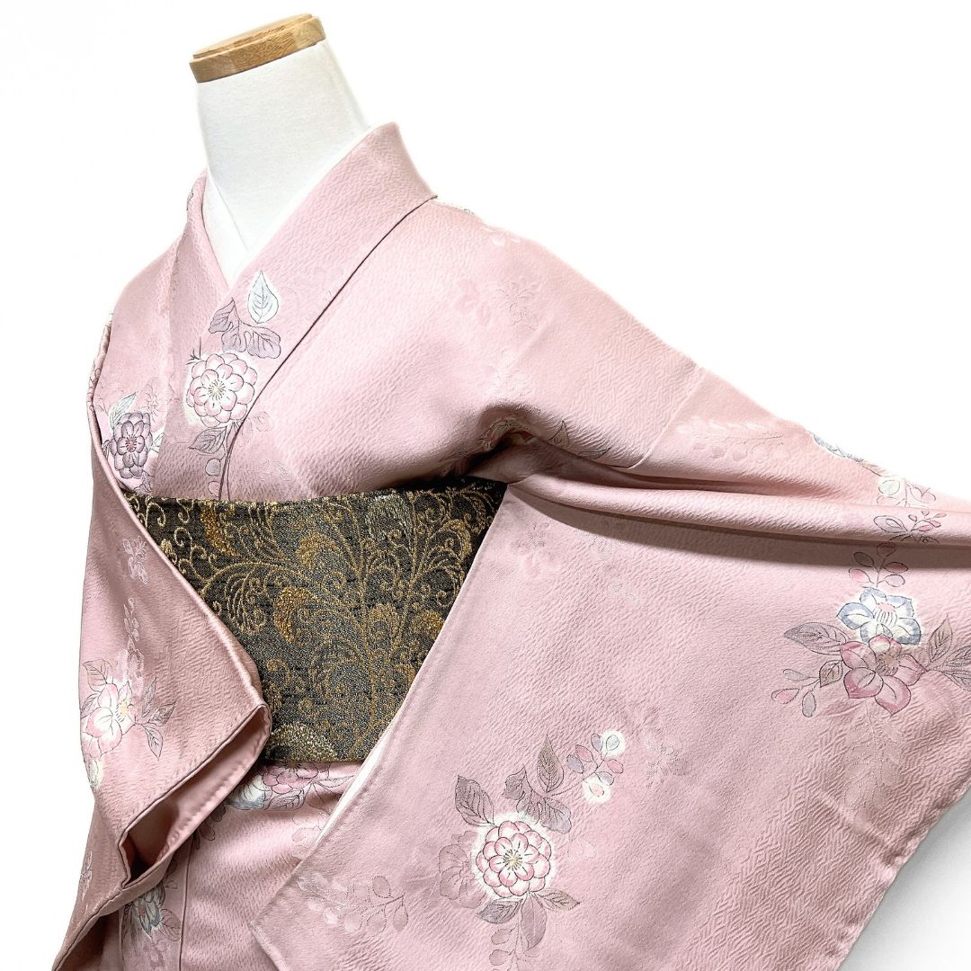 未着用 小紋 絞り 辻ヶ花 椿 藤 菊花 着物 013b d ms - メルカリ