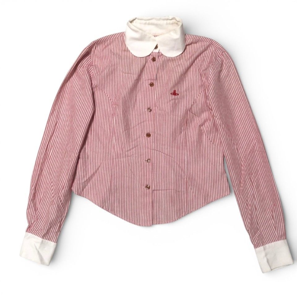 Vivienne Westwood 丸襟 オーブ柄 ストライプ 長袖シャツ 3 美品