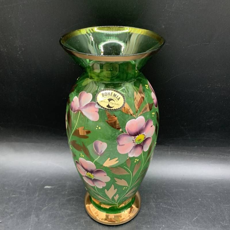 Z314 ボヘミアングラス 花柄ガラス チェコスロバキア製 BOHEMIA