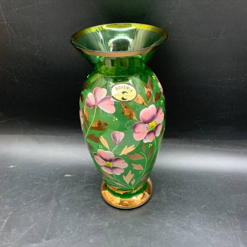 Z314 ボヘミアングラス 花柄ガラス チェコスロバキア製 BOHEMIA