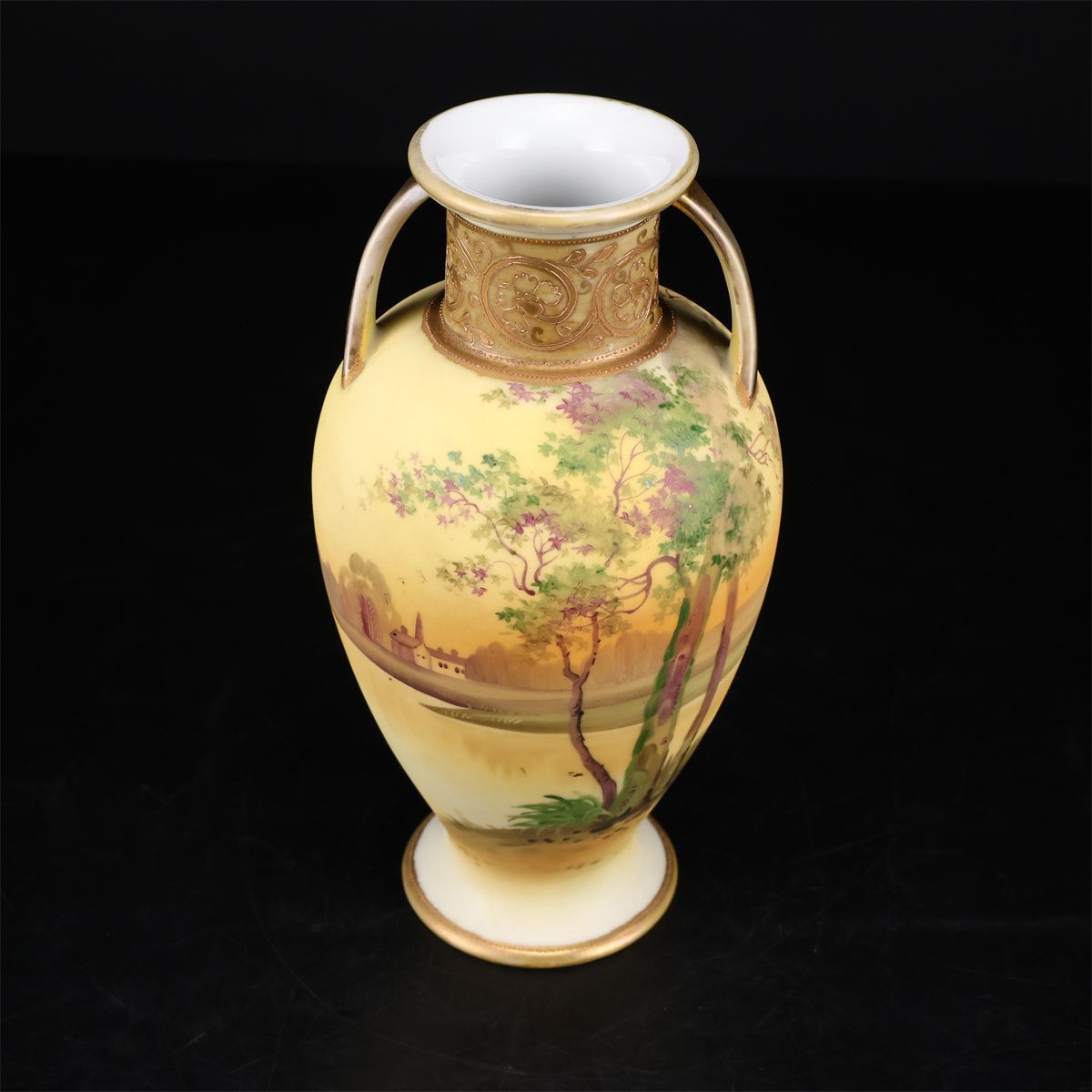 希少】オールドノリタケ 薔薇紋 ジュエル 金点盛り ビーディング 花瓶