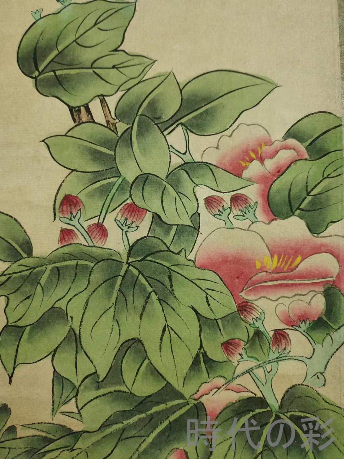 中国古美術.近代.孔小瑜款.花鳥図.宣紙.三尺手描き.水墨画.掛け軸.唐物