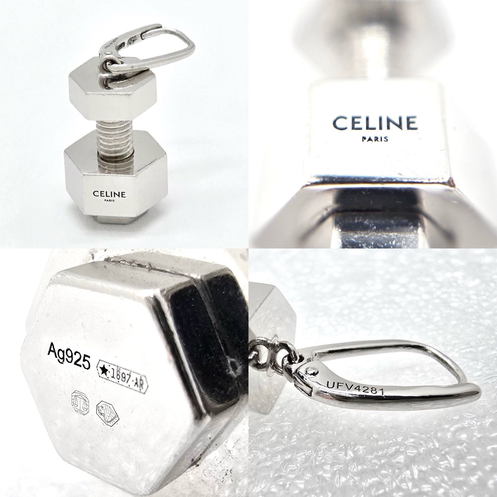 CELINE セリーヌ ボルト ピアス 片耳 スターリングシルバー SV925 箱