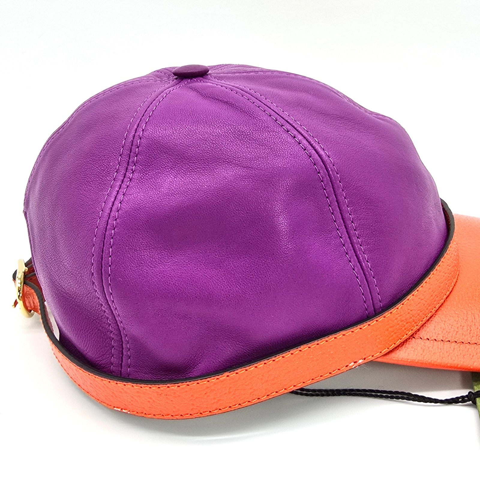 GUCCI グッチ 728964 レザー ベースボール キャップ M 57 パープル