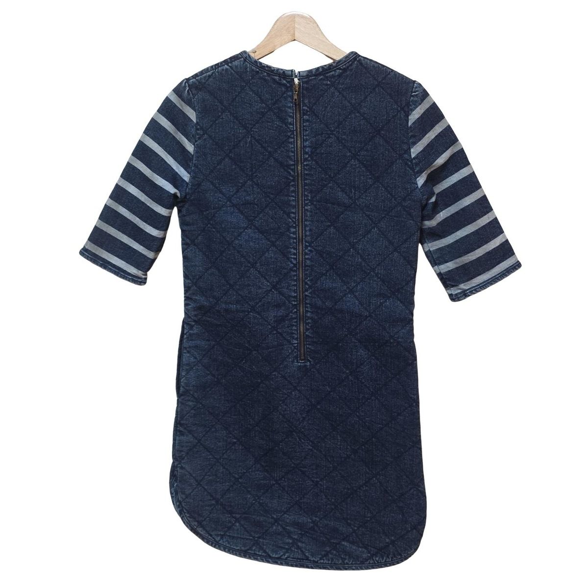 美品】ボーダーズアットバルコニー V-NECK DRESS 38 ネイビー BORDERS