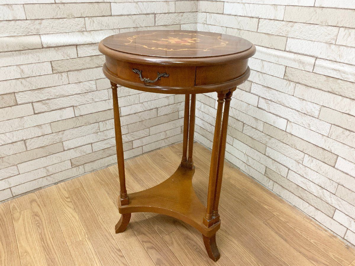 ◇イタリア製 象嵌細工 コンソールテーブル サイドテーブル 花台