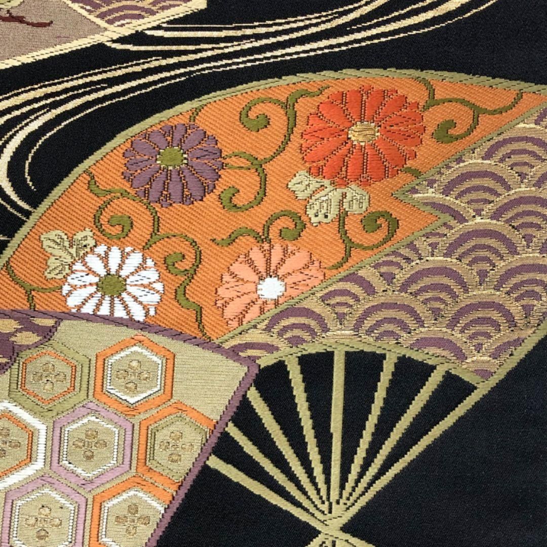 袋帯 花亀甲繋ぎと流水に古典草花文 袋帯花亀甲繋ぎと流水に古典草花文