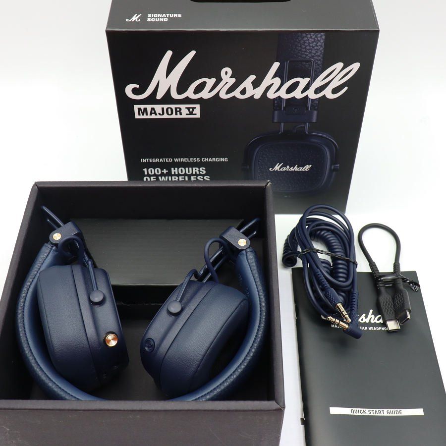 美品】Marshall MAJOR V ミッドナイトブルー ヘッドホン ワイヤレス